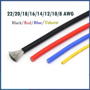 (1เมตร) สายซิลิโคน8/10/12/14/16/28/20/22 AWG สายแบบยืดหยุ่น5สีรถ RC DIY/เรือ/Airplne ESC ทนต่ออุณหภูมิสูง