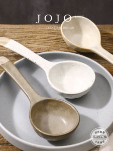 Thìa Canh Gốm Dày Kiểu Nhật Bản Có Tay Cầm Dài Sáng Tạo Thìa Dùng Để Ăn Cơm Thìa Ăn Bún Thìa Dâu Tây