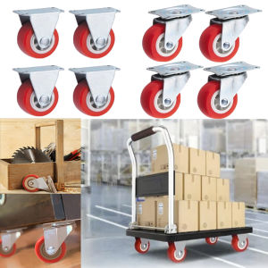 2 ⁄ 4 Quiet Small Casters Universal Wheels 1.97 Rotating Casters Red Fixed Wheels for Wheelbarrows Furniture Project Carts