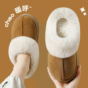 Dép Bông Mùa Đông 2025 Mới Cho Nữ Trong Nhà Đế Dày Chống Trượt Ấm Áp Đi Làm Ngoài Trời Đế PVC Đế Giữa Đế Cao Su
