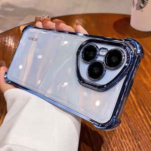 Shockproof TPU Clear Phone Case For Honor Magic 7 6 5 4 50 70 90 100 200 300 400 Pro Lite X9a X9b X9C X8 X8C X7C X7b Smart Plating Mobile Phone Protective Camera Cover Casing