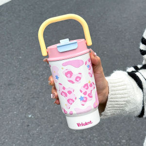 VRIUKNT | 1pc Fashion Simple Vacuum Cup 480ml Dual-Drink Coffee Thermos with Handle Portable Outdoor Sports Insulated Water Bottle