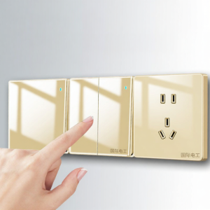 Multi-function with USB Gold Tempered Glass Switch & Socket 86 Model Panel