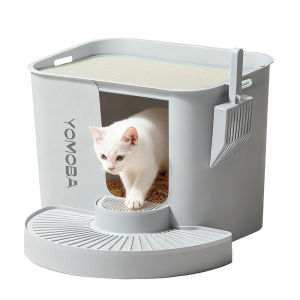 YOMOBA Extra Large Double Layered Full Enclosure Cat Litter Box Maine Coon Cat Sand Tray Splash Proof Pet Toilet for Multi Cat Home