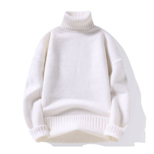 Mens Winter High Collar Knitted Sweater Thermal Travel Gear Harbin Northeast China Anti-Cold Wool Blend Long Sleeve Base Layer Top