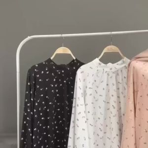 Hong kong long sleeve blouses floral Women Blouse Foral Casual Clothes Women Baju Kemeja Wanita Berbunga Hong Kong Style