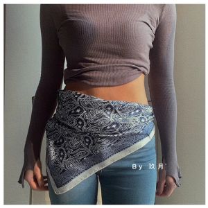 Denim Pants Waist Accessories Square Scarf Retro Ethnic Style Diamond Scarf Tied on the Waist Triangular Binder Belt Women