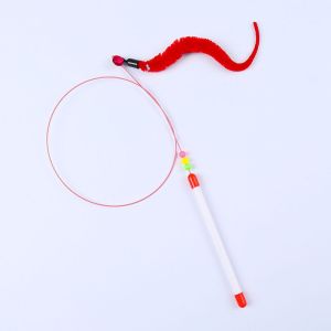 JIULONGZHAO ไม้ของเล่นแมวแบบโต้ตอบพร้อมขนนกและกระดิ่งสำหรับแมวขี้เล่น