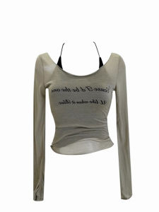 Pure Desire Spicy Girl One Shoulder Knitted T Shirt Women Early Spring Thin Short Sleeve Long Sleeve Sun Protection Top Outerwear