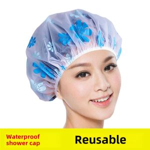 Waterproof Thickened Shower Cap for Women Dustproof Oil-proof Cute Head Cover Bath Cap Personal Hygiene Cleaning Tools PVC Material