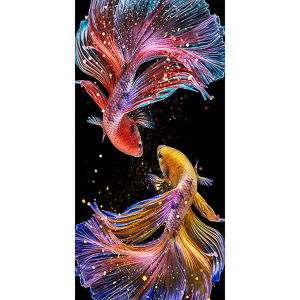 【New Arrival】 Bright Fish Diamond Painting Wall Art 5D DIY Full Round Drill Creative Home Decor