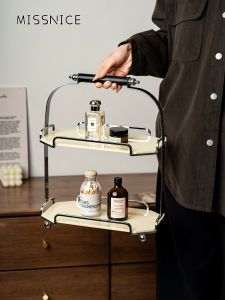 Nordic Luxury Double Layer Storage Rack Bathroom Perfume Organizer Cosmetic Skincare Desktop Tray Missnice Acrylic Shelf