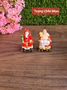 Bộ đôi tượng Thần Tài Thổ Địa 4.5cm - trưng bày bàn thờ Thần Tài Ông Địa mini Giàu có Quà tặng Đồ trang trí