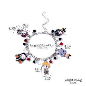 Japanese Anime Demon Slayer Kimetsu No Yaiba DIY Charm Bracelet Kamado Nezuko Men Women Pendant Cosplay Props Bracelet Jewelry