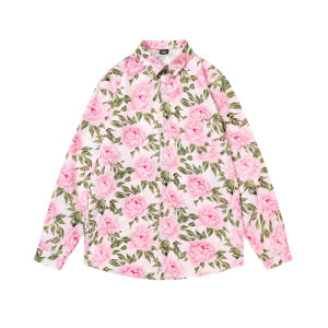 Trendy Retro Florals Long Sleeves Shirt Mens Hong Kong Style Stylish Niche Loose Wear Wear Slim Looking Couple Shirt Coat