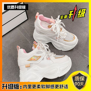 Trendy Breathable Mesh Womens Dad Shoes with Hidden Height Increase 10cm Summer New Style Small Size Fashion Casual Sneakers