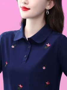 QIAOXIZI | Casual Versatile Turn-down Collar Polo Shirt for Women