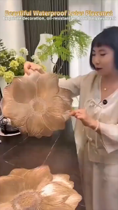 BECORATE Peony Lotus Creative Decorative Placemat PVC Table Mat Non-Slip Heatproof Heat-Resistant Coaster