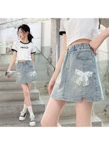 Summer New Bowtie Jean Shorts Skirt-pants