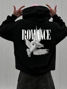 Hot selling mens autumn letter white dove print soft and comfortable hooded sweatshirt outdoor versatile trendy clothing