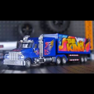 โมเดลรถบรรทุก+พ่วง มีไฟมีเสียง วิ่งได้ระบบลานPULL BACK (ขนาดยาว 32.5cm) หัวรถเป็นเหล็ก รถของเล่น เล่นกับสเกล 1/64 ได้ 040115 #