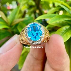 CINCIN BATU BLUE TOPAZ KATING MINIMALIS TOP QUALITY