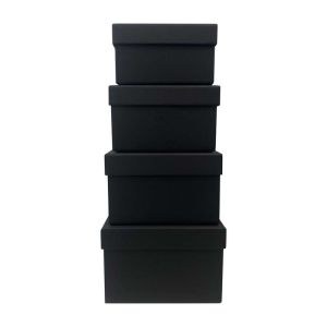Square Gift Boxes with Assorted Sizes 4 Pcs Multiple Color Options Birthday Gift Nesting  Durable Reusable Black Gift Boxes