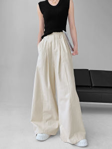 High Waist Wide Leg Casual Pants for Taller Women Spring Autumn New Style Workwear Loose Fit Slimming Straight Cut Trousers