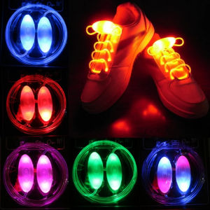 LED Sport Shoelaces Night Luminous Shoelaces Glow Shoe Strings Round Flash Light Shoelaces for Women Men No Tie Lazy Shoe Laces