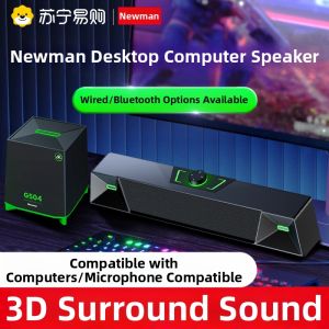Newman V1 Desktop Computer Speaker with Built-In Microphone Home Office Use Bluetooth Mini Bass Cannon Dual Speaker System