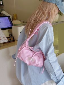 Túi Đeo Vai Hình Răng Trăng Ngọt Ngào Thời Trang Mới 2025 Túi Đeo Chéo Dưới Cánh Tay Túi Đeo Vai Mềm Có Thiết Kế Nơ Bướm Đa Năng