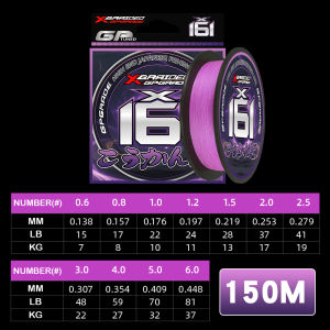 YGKPE X16 Braided Fishing Line 16 Strands Braid Purple 100/150/200/300/500M PE Line Ultra Smooth Multifilament Japan Fishing Lin