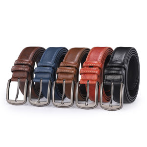 Mens cowhide pin buckle belt fashionable versatile belt pure leather pinhole belt new multi-colour red blue black brown yellow