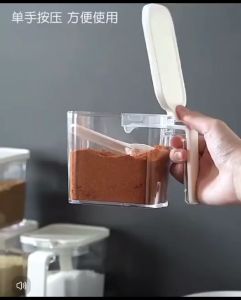 OHHDEER Controlled Amount Seasoning Box Set With Spoon Plastic Seasoning Jar Seasoning Storage Box