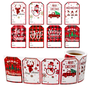 500Pcs Christmas Stickers Christmas Gift Tags Self-Adhesive Paper Sealing Labels Decorative Stickers for Holiday Presents Gift Wrapping Supplies Xmas Decorations