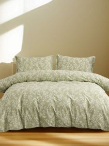 Pure Cotton Floral Print Bedding Set Four Pieces Includes Duvet Cover Sheet And Pillowcases Enchanted Forest Pattern