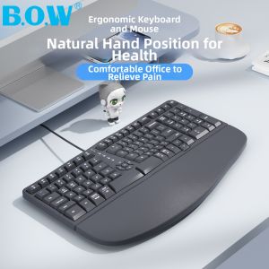 B．O．W | Ergonomic Wired Keyboard and Mouse Set with Soft Wrist Support