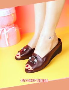 Dép Sục Nữ Da Bò Thật Trung niên tạng mẹ cao cấp chống nước tốt -  bảo hành 12 tháng