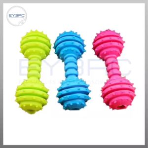 Pet Barbel Shaped Rubber Chew Toy for Dogs & Cats - Durable High-Quality Chew Bone Toy for Teeth Cleaning & Entertainment