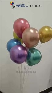 SHUAIAN Balon Latex Chrome Metalik 12 inch ECERAN Balon Chrome Double Metalik Mengkilat untuk Perlengkapan Pesta Ulang Tahun Anniversarry