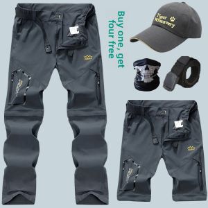 Mens Outdoor Quick Dry Pants Summer Thin Removable Two-Piece Hiking Mountain Climbing Fishing Tactical Lightweight Breathable