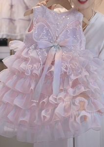 Princess Style Cake Skirt for Girls Summer New Arrival Fairy Tale like Butterfly Net Gown Kids Clothing Cotton Blend Fabric