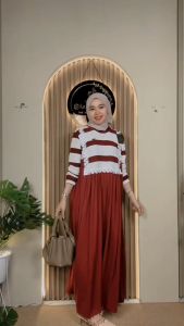 Moana dress gamis wanita terbaru knit stripe mix rayon