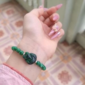 B190 - Vòng Cẩm Thạch Sơn Thủy 6li mix hồ ly Sơn Thủy bi bạc ko kén mệnh - Phong Thủy TUDO