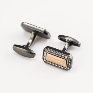 Retro Style Mens Rectangular Cufflinks Shiny Rhinestone Decor Formal Wedding Party Shirt Cufflinks