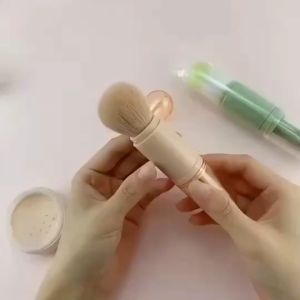 M383 แปรงแต่งหน้า 4 in 1 ด้ามเดียว สีชมพู ขนนูม พกพาง่าย สะดวก ของ 4 ประเภท