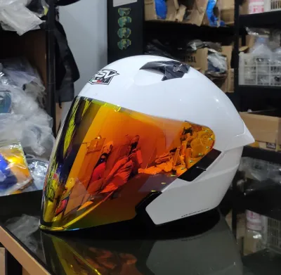 kaca helm flat visor helm RSV SV300 New windtail Iridium Blue Red Silver Hitam - kaca sv300 rsv300