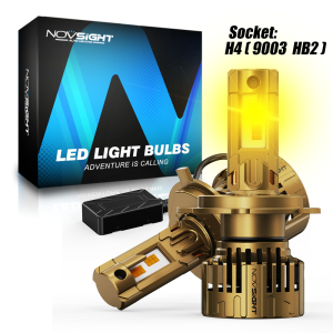 Đèn LED ô tô Novsight T24Y trắng ấm 4300K tương thích H4/H7/H11/9005/HB3/9006/HB4 dùng cho pha/cốt/sương mù 130W 28000LM siêu sáng cắm là dùng 2 cái