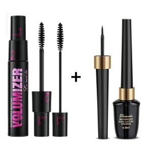 2 in 1 Waterproof Mascara Fast Drying Eyelash Eye Makeup Tool Eyeliner Liquid Waterproof Sweat Proof and Non Smudging
