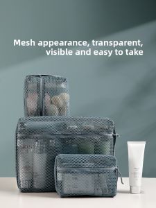 FaSoLa | Mesh Storage Bag Transparent Wash Bag Makeup Bag Travel Mesh Organizer
